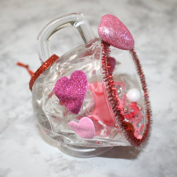 HAND CRAFTED Valentines Day Decor Ornament Table Upcycled Cup Rubber Duck Gift - Picture 2 of 11